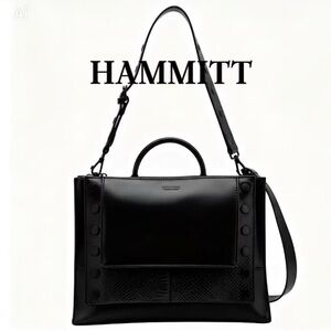 Black Studded Leather Shoulder Bag